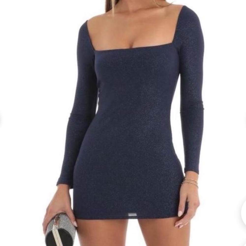 Lucy in the Sky medium navy long sleeve mini dress